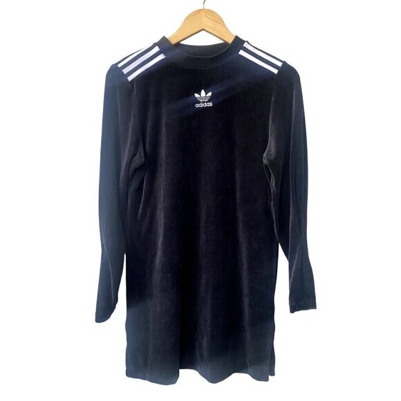 Adidas Y2K Long Sleeve Size S Shirt Originals Velvet Black Dress
